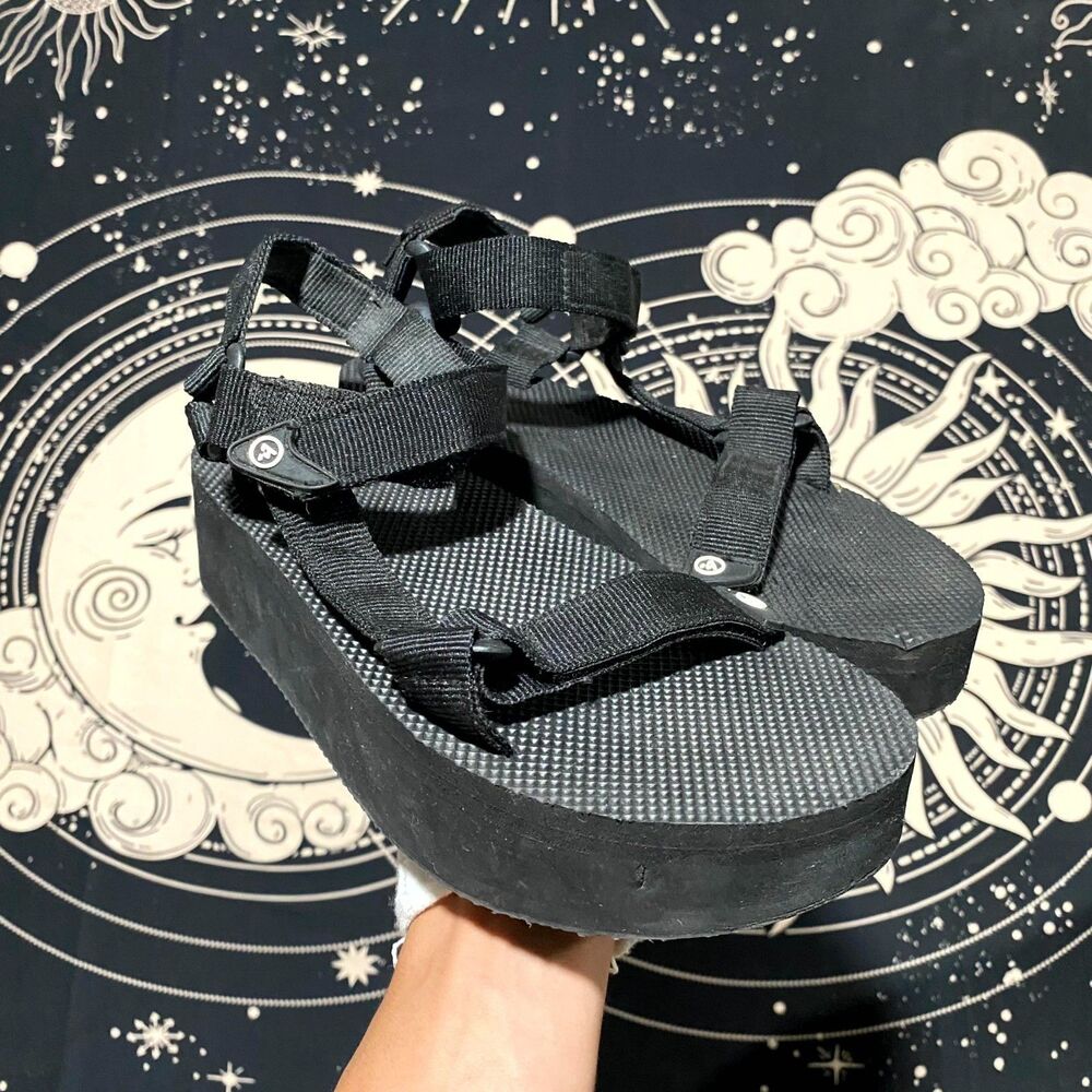 Atika Islander AT-W215-BLK Slingback Platform Sandal Womens 8 Black Trail Hiking
